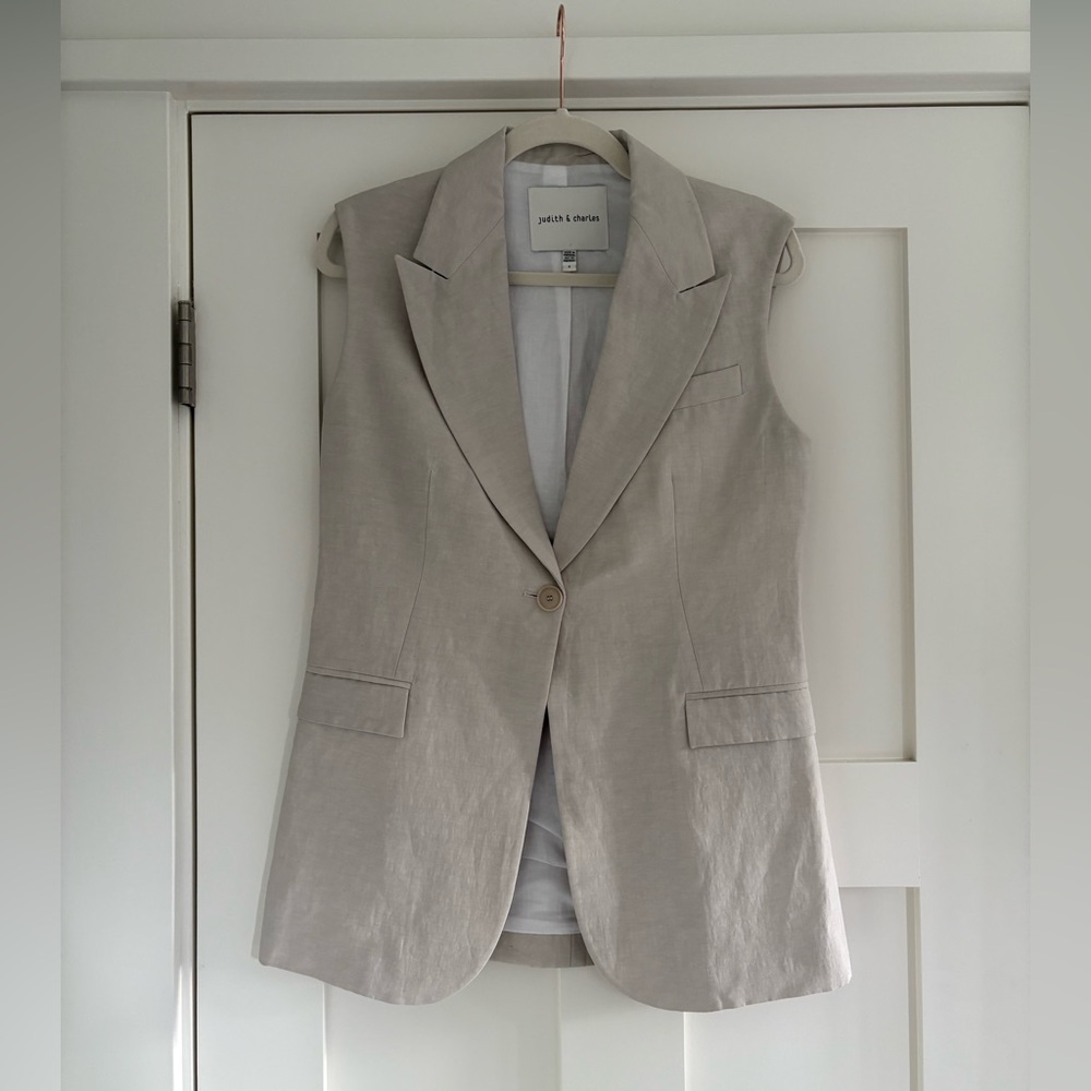 Judith & Charles Ambroise Vest in Linen Twill Sz 2 - Picture 4 of 9